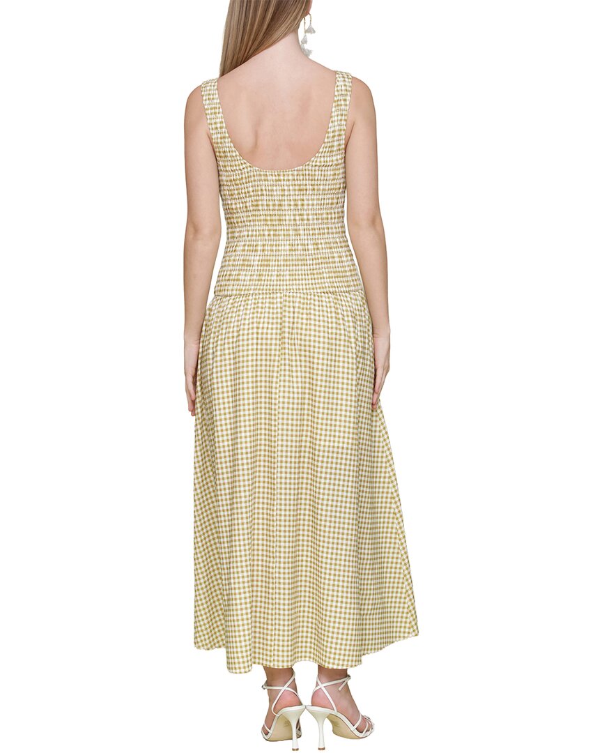 Avec Les Filles Drop Waist Smocked Bodice Linen-Blend Dress