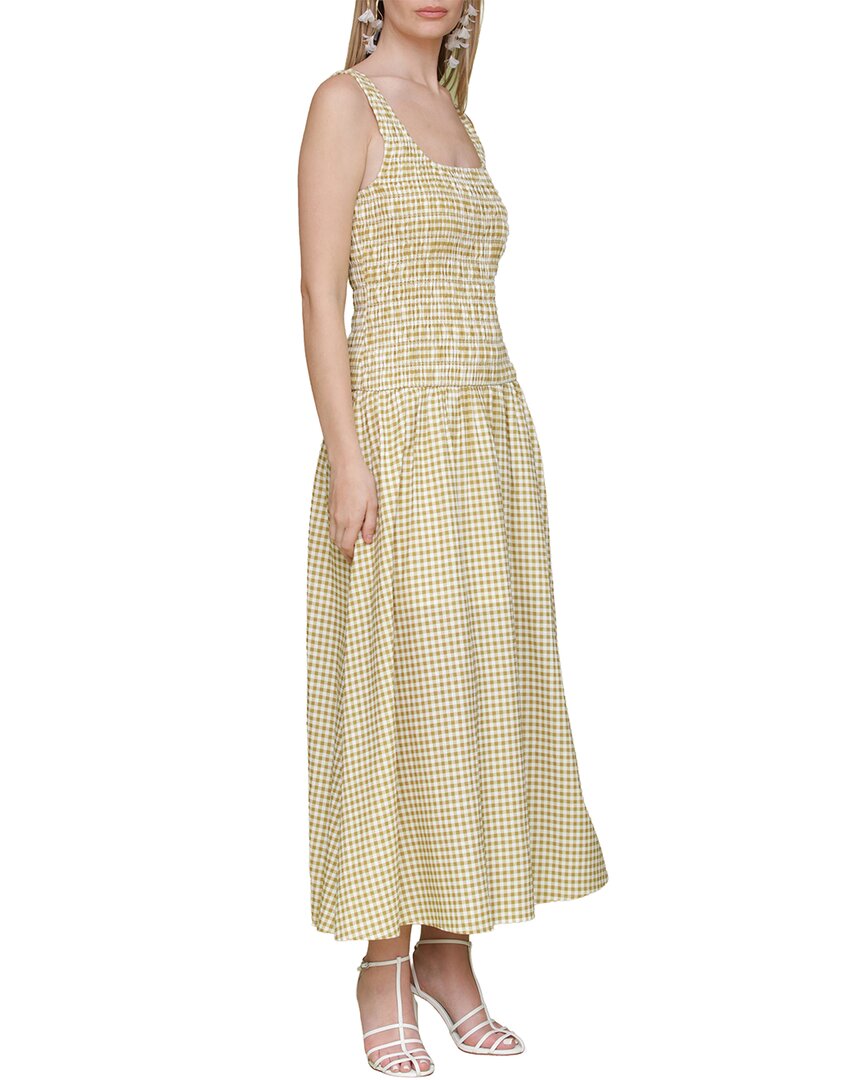 Avec Les Filles Drop Waist Smocked Bodice Linen-Blend Dress