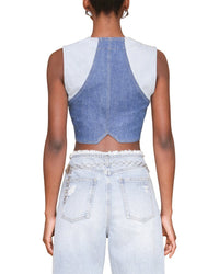 Avec Les Filles Colorblocked Cropped Vest