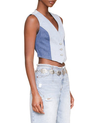 Avec Les Filles Colorblocked Cropped Vest