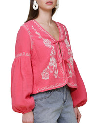 Avec Les Filles Embroidered Peplum Jacket