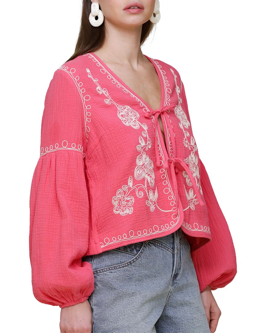 Avec Les Filles Embroidered Peplum Jacket