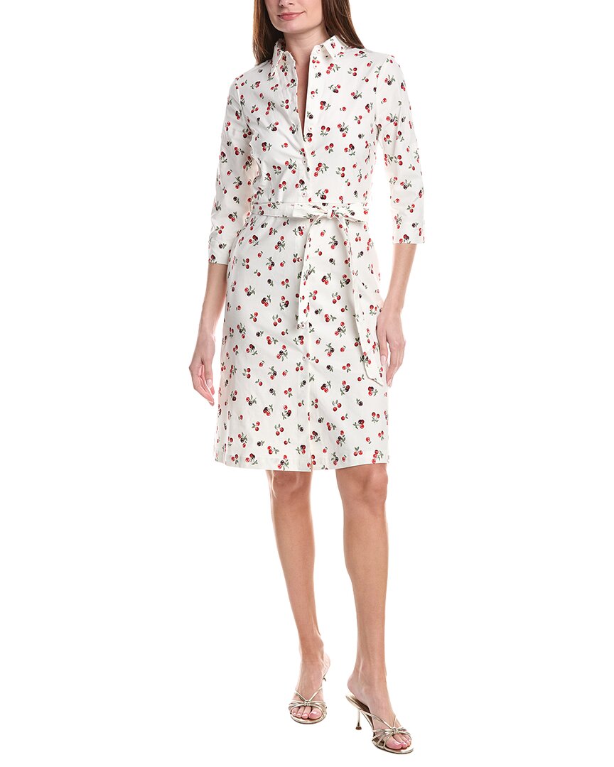 Renuar Woven Button Front Linen-Blend Midi Dress