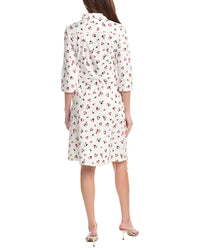 Renuar Woven Button Front Linen-Blend Midi Dress