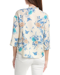 Renuar Woven Button Front Blouse