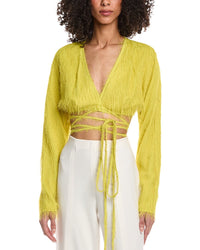 Lapointe Lightweight Fringe Tie Waist Top