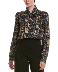 Michael Stars Michael Stars Alexei Printed Pussy Bow Blouse