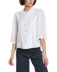Nicole Miller Linen-Blend Blouse