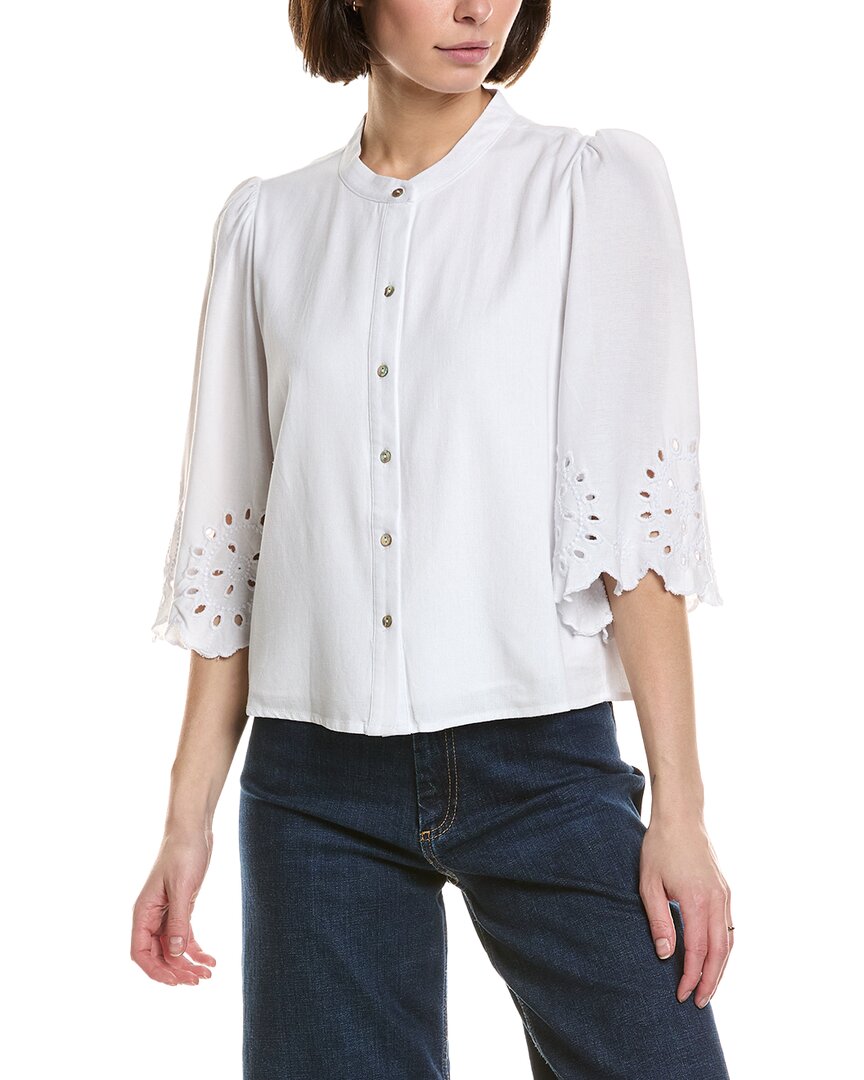 Nicole Miller Linen-Blend Blouse