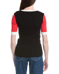T Tahari Elbow Sleeve Colorblock Rib Pullover