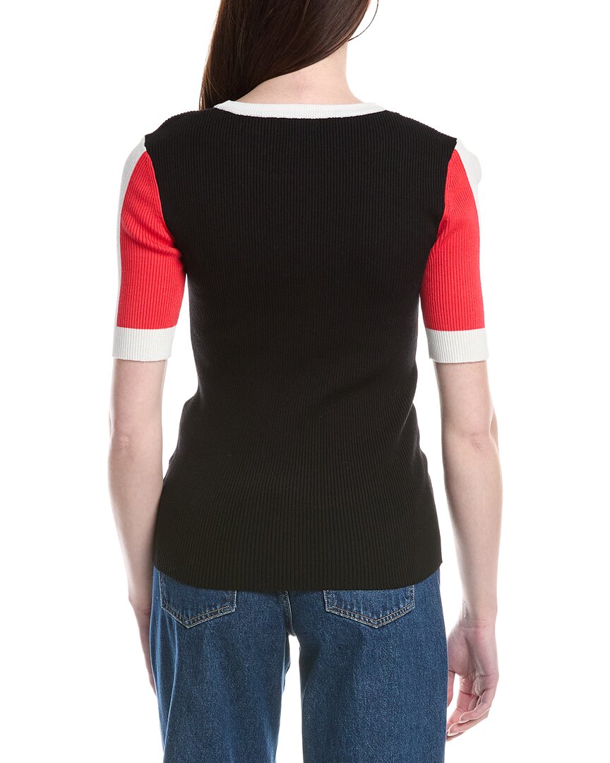 T Tahari Elbow Sleeve Colorblock Rib Pullover