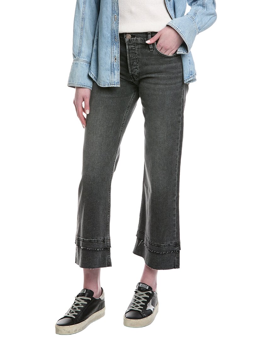 Hudson Jeans Rosie High-Rise Asphalt Wide Leg Ankle Raw Hem Jean