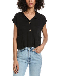 Project Social T Fernanda Button Front Textured Rib Shirt