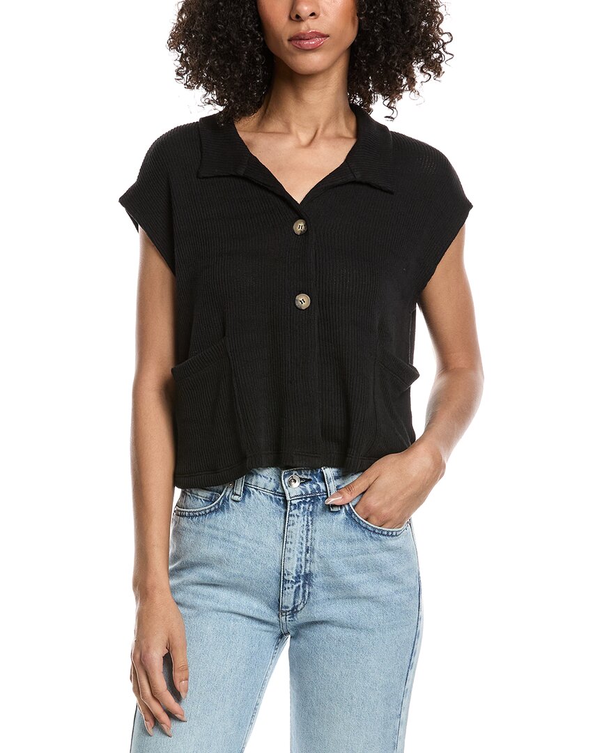 Project Social T Fernanda Button Front Textured Rib Shirt