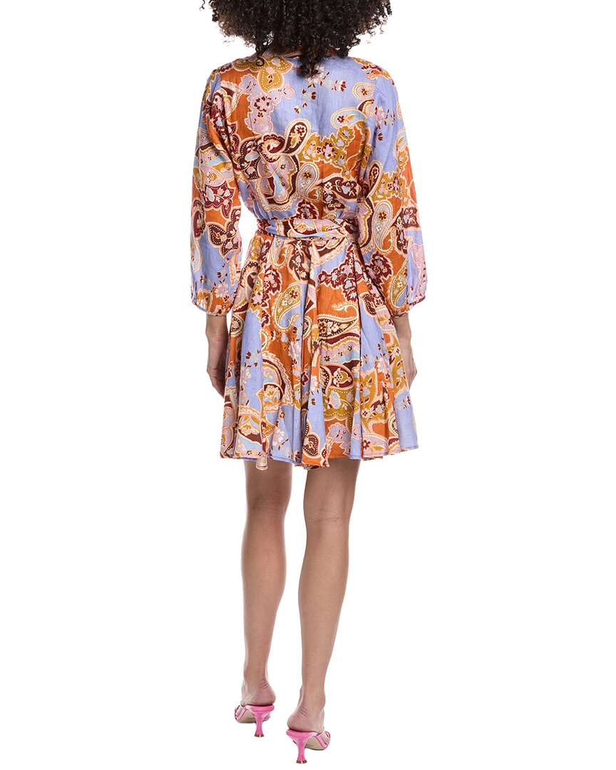 Tyler Böe Gabriella Linen Blue Paisley Mini Dress