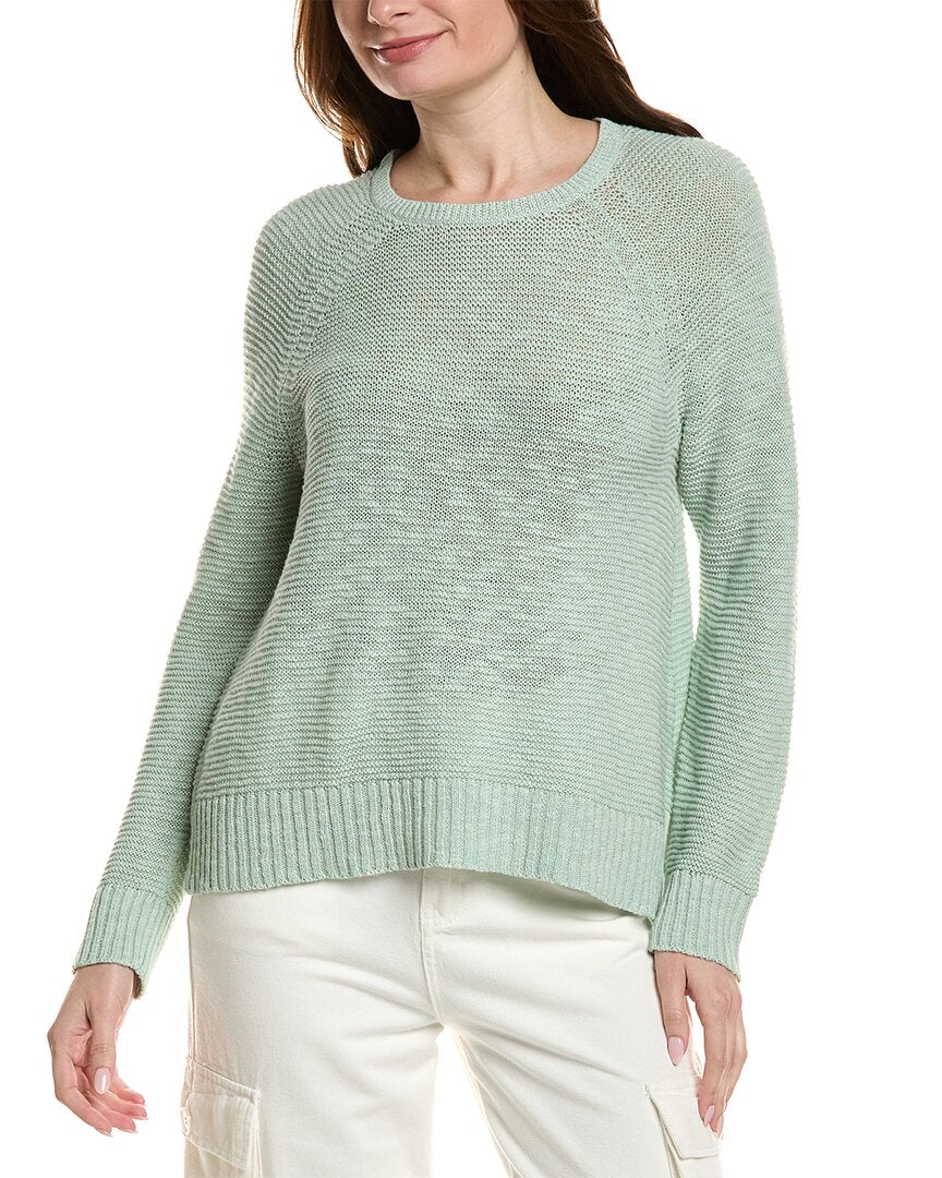 Eileen Fisher Crewneck Raglan Sleeve Linen-Blend Sweater