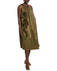 Gracia Gracia Ruffle Flower Applique Midi Dress