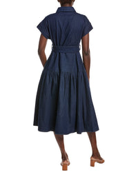 Gracia Chest Ruffle Work Denim Shirtdress
