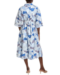 Gracia Dolman Sleeve Pleated Printed Midi Dress