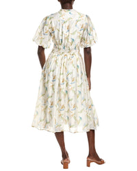 Gracia Puff Sleeve Elastic Waist Midi Dress