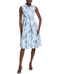 Gracia Stripe Print Sleeveless Front Tie Dress
