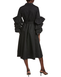 Gracia Layered Sleeve Wrap Midi Dress
