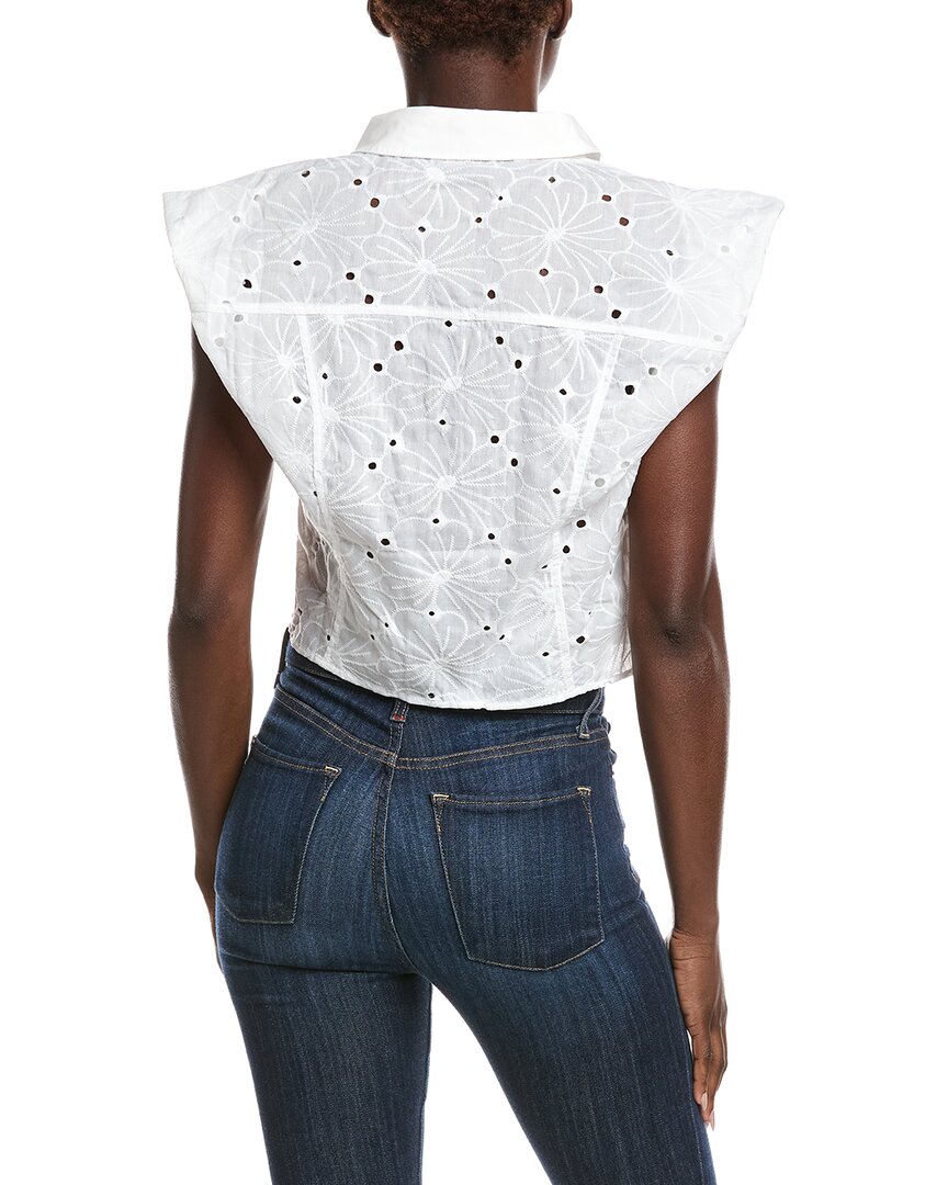 Gracia Eyelet Embroidered Tie-Front Top