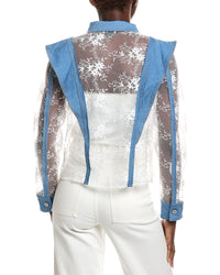 Gracia Lace & Denim Button-Up Shirt