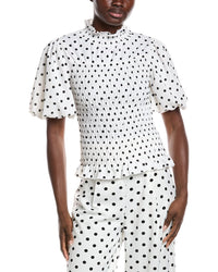 Gracia Smocked Polka Dots Top