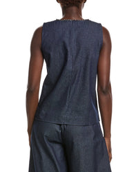 Gracia Chain Embellished Neckline Sleeveless Top