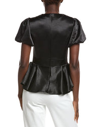 Gracia Puffed Sleeve Ruffle Bottom Top