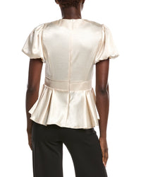 Gracia Puffed Sleeve Ruffle Bottom Top