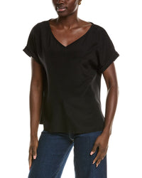 Lafayette 148 New York Wide V-Neck Cuff Sleeve Blouse