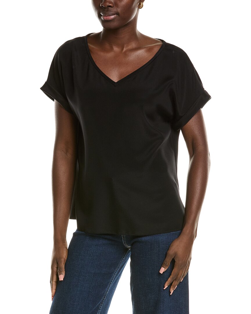 Lafayette 148 New York Wide V-Neck Cuff Sleeve Blouse