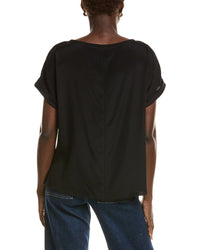 Lafayette 148 New York Wide V-Neck Cuff Sleeve Blouse