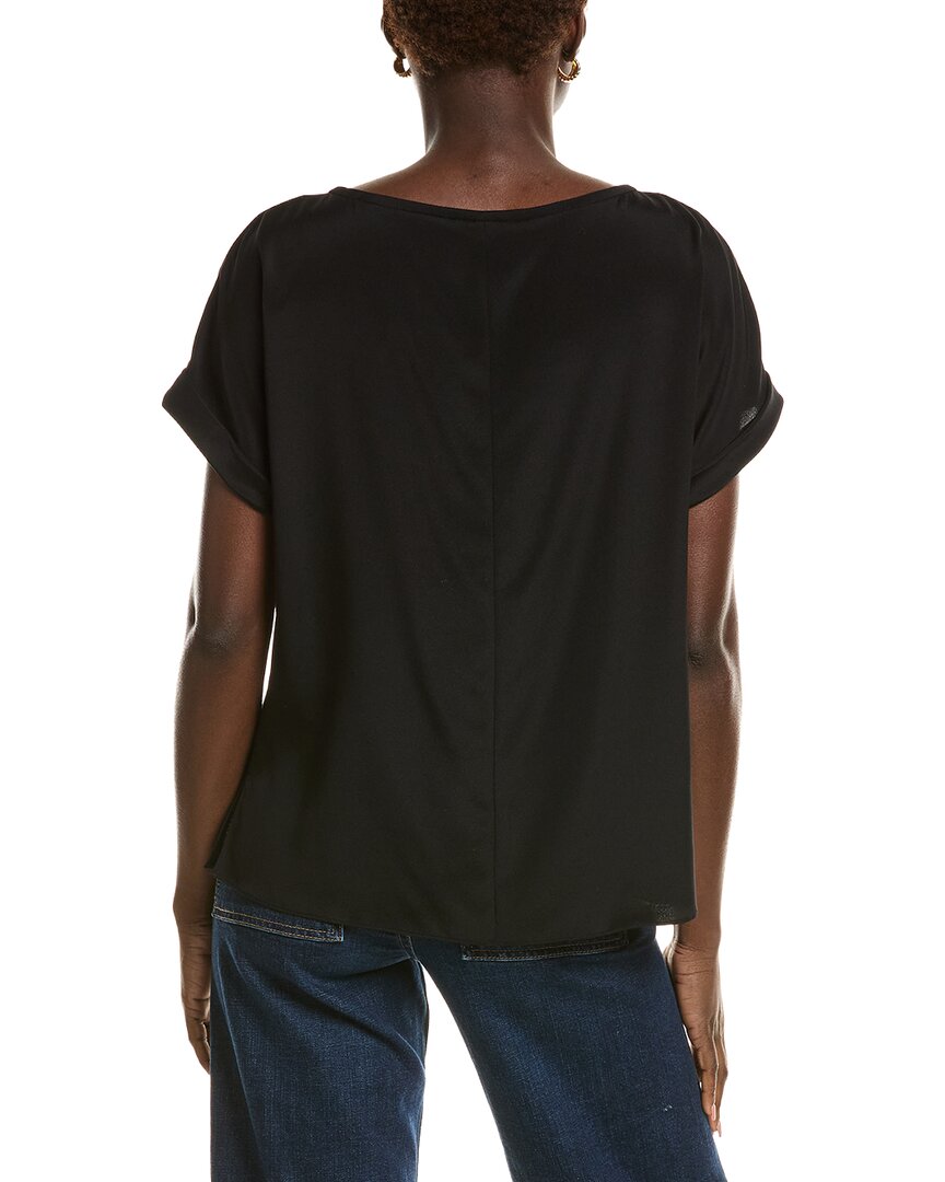 Lafayette 148 New York Wide V-Neck Cuff Sleeve Blouse