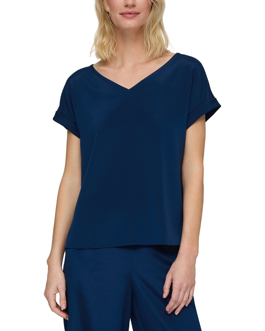 Lafayette 148 New York Wide V-Neck Cuff Sleeve Blouse