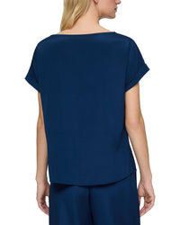 Lafayette 148 New York Wide V-Neck Cuff Sleeve Blouse