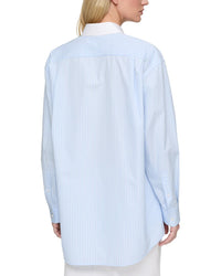 Lafayette 148 New York Contrast Collar Boyfriend Overshirt
