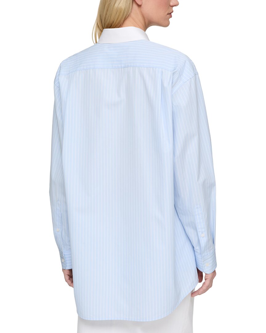 Lafayette 148 New York Contrast Collar Boyfriend Overshirt