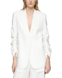 Lafayette 148 New York V-Neck Ruched Sleeve Blazer