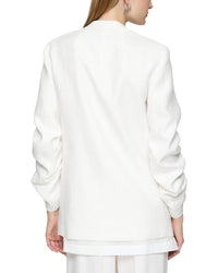 Lafayette 148 New York V-Neck Ruched Sleeve Blazer