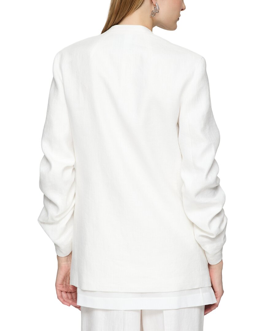 Lafayette 148 New York V-Neck Ruched Sleeve Blazer