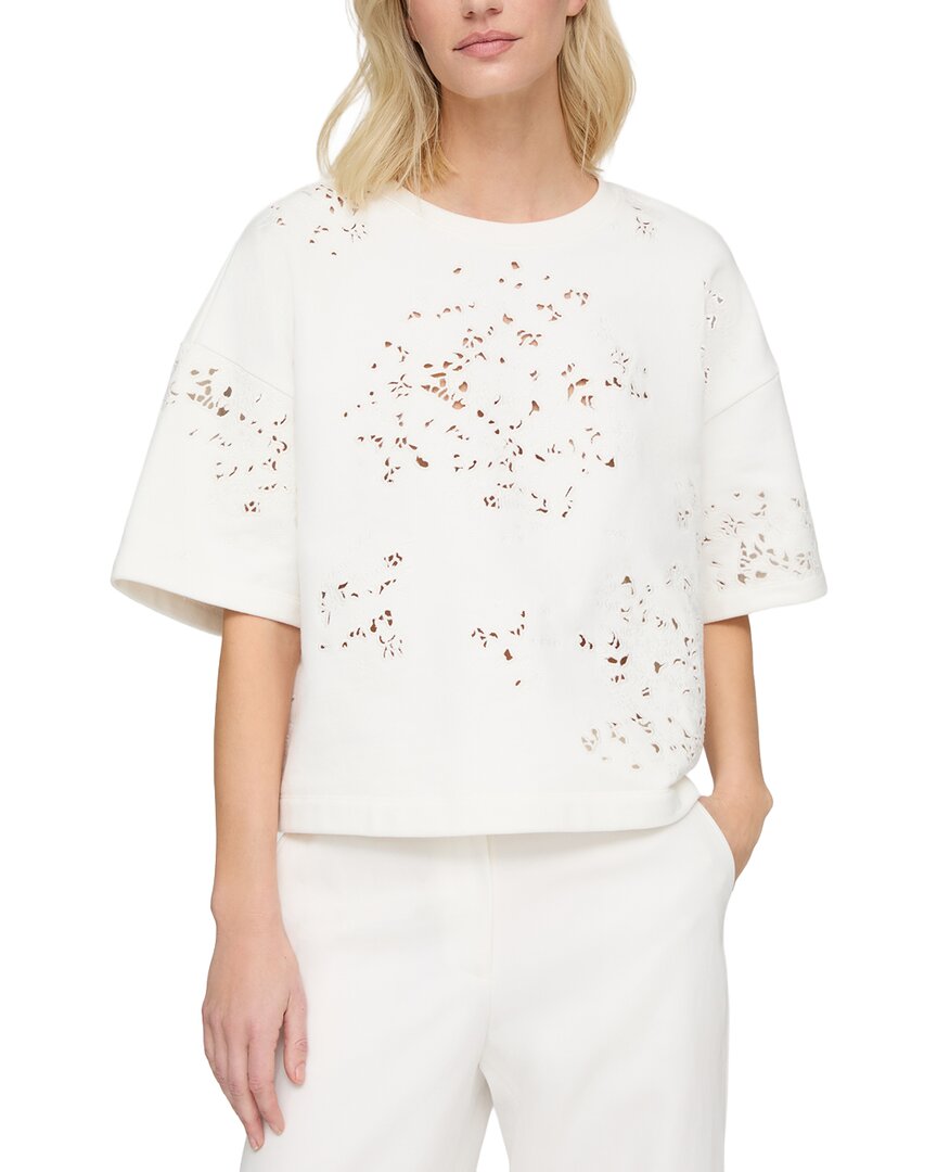 Lafayette 148 New York Eyelet Embroidery Sweatshirt