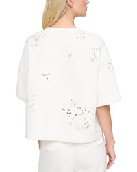 Lafayette 148 New York Eyelet Embroidery Sweatshirt