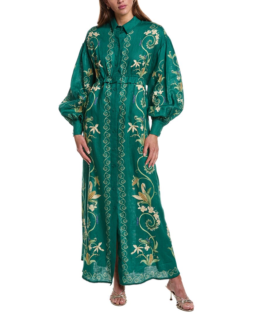 Agua By Agua Bendita Taos Esmeralda Linen Shirtdress