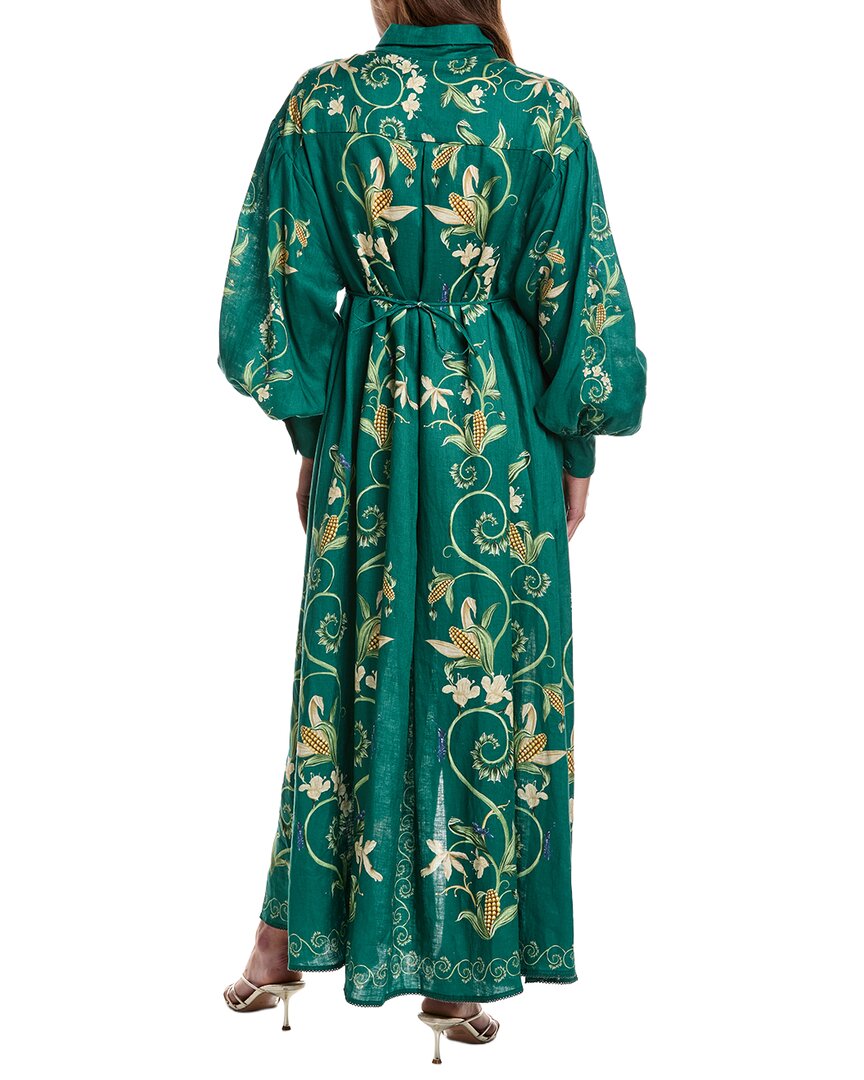 Agua By Agua Bendita Taos Esmeralda Linen Shirtdress