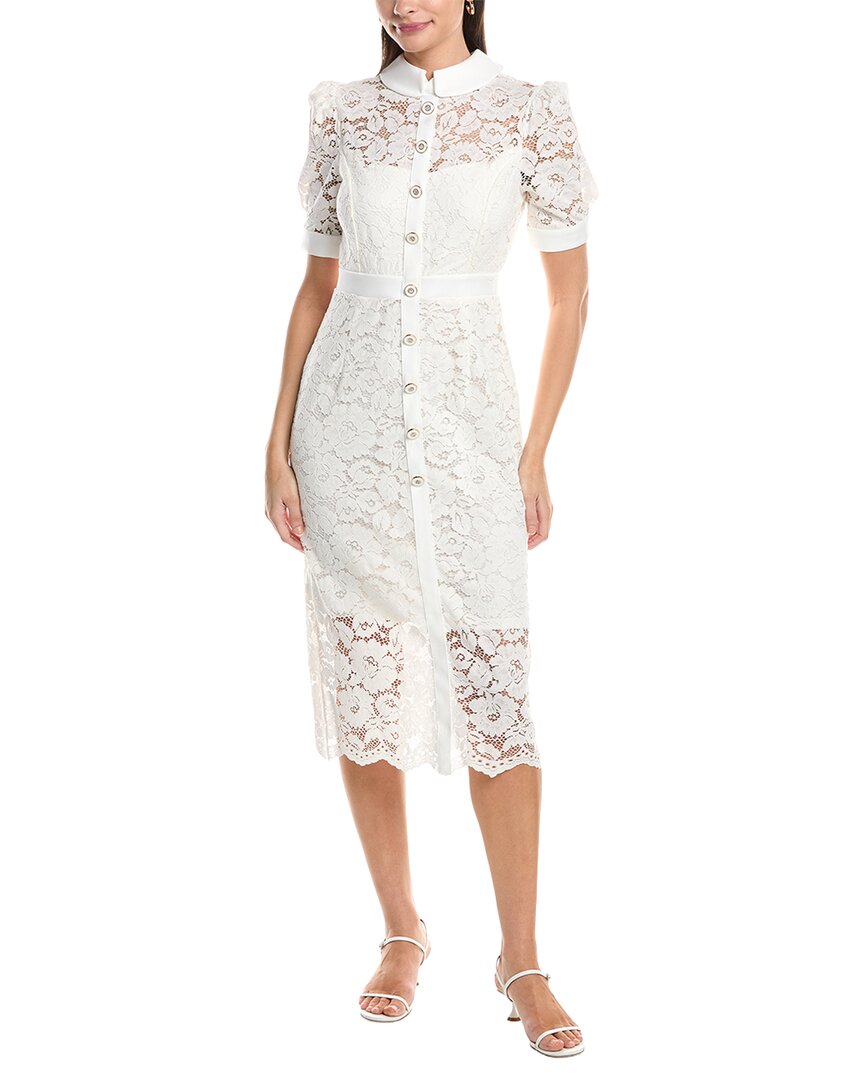 Tahari Asl Short Sleeve Lace Midi Dress