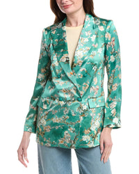 L'agence Taryn Double-Breasted Silk Blazer