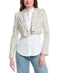 L'agence Izzie Cropped Linen-Blend Blazer